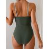 imageEomenie One Piece Swimsuit for Women Ring Linked Monokini Sexy Bathing Suit Cutout Swim SuitGreen Color Block