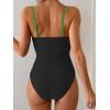 imageEomenie One Piece Swimsuit for Women Ring Linked Monokini Sexy Bathing Suit Cutout Swim SuitGreen Yellow Black