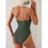 imageEomenie One Piece Swimsuit for Women Ring Linked Monokini Sexy Bathing Suit Cutout Swim SuitGrey Blue and Green