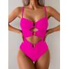 imageEomenie One Piece Swimsuit for Women Ring Linked Monokini Sexy Bathing Suit Cutout Swim SuitHot Pink