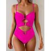 imageEomenie One Piece Swimsuit for Women Ring Linked Monokini Sexy Bathing Suit Cutout Swim SuitHot Pink