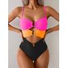 imageEomenie One Piece Swimsuit for Women Ring Linked Monokini Sexy Bathing Suit Cutout Swim SuitHot Pink Orange Black