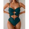 imageEomenie One Piece Swimsuit for Women Ring Linked Monokini Sexy Bathing Suit Cutout Swim SuitPeacock Green