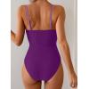 imageEomenie One Piece Swimsuit for Women Ring Linked Monokini Sexy Bathing Suit Cutout Swim SuitPurple Color Block
