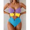 imageEomenie One Piece Swimsuit for Women Ring Linked Monokini Sexy Bathing Suit Cutout Swim SuitPurple Yellow Blue