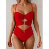 imageEomenie One Piece Swimsuit for Women Ring Linked Monokini Sexy Bathing Suit Cutout Swim SuitRed