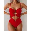 imageEomenie One Piece Swimsuit for Women Ring Linked Monokini Sexy Bathing Suit Cutout Swim SuitRed