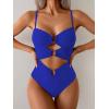 imageEomenie One Piece Swimsuit for Women Ring Linked Monokini Sexy Bathing Suit Cutout Swim SuitRoyal Blue