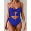 imageEomenie One Piece Swimsuit for Women Ring Linked Monokini Sexy Bathing Suit Cutout Swim SuitRoyal Blue