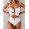 imageEomenie One Piece Swimsuit for Women Ring Linked Monokini Sexy Bathing Suit Cutout Swim SuitWhite