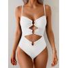 imageEomenie One Piece Swimsuit for Women Ring Linked Monokini Sexy Bathing Suit Cutout Swim SuitWhite
