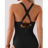 imageEomenie V Neck Tankini Top for Women Drawstring Tie Back Bathing Suit Tummy Control Swimwear No Bottom Top OnlyBlack