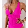 imageEomenie V Neck Tankini Top for Women Drawstring Tie Back Bathing Suit Tummy Control Swimwear No Bottom Top OnlyHot Pink