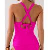 imageEomenie V Neck Tankini Top for Women Drawstring Tie Back Bathing Suit Tummy Control Swimwear No Bottom Top OnlyHot Pink
