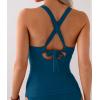 imageEomenie V Neck Tankini Top for Women Drawstring Tie Back Bathing Suit Tummy Control Swimwear No Bottom Top OnlyPeacock Blue
