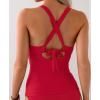 imageEomenie V Neck Tankini Top for Women Drawstring Tie Back Bathing Suit Tummy Control Swimwear No Bottom Top OnlyRed
