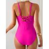 imageEomenie One Piece Swimsuit for Women Tummy Control Ruched Bathing Suit Lace Up SwimwearHot Pink