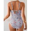 imageEomenie One Piece Swimsuit for Women Tummy Control Ruched Bathing Suit Lace Up SwimwearOrange Floral