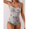 imageEomenie Womens One Piece Swimsuit Tummy Control Slimming Bathing Suit Ruched Swimwear Tie Back Shell Stitch Swim SuitPink Floral