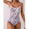 imageEomenie Womens One Piece Swimsuit Tummy Control Slimming Bathing Suit Ruched Swimwear Tie Back Shell Stitch Swim SuitRed Floral