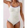 imageEomenie Womens One Piece Swimsuit Tummy Control Slimming Bathing Suit Ruched Swimwear Tie Back Shell Stitch Swim SuitWhite Royal Blue