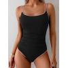 imageEomenie One Piece Swimsuit for Women Tummy Control Ruched Bathing Suit Push Up Slimming Swim Suit Double Straps SwimwearBlack and Pink