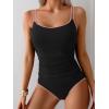imageEomenie One Piece Swimsuit for Women Tummy Control Ruched Bathing Suit Push Up Slimming Swim Suit Double Straps SwimwearBlack and Pink
