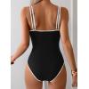 imageEomenie One Piece Swimsuit for Women Tummy Control Ruched Bathing Suit Push Up Slimming Swim Suit Double Straps SwimwearBlack and White