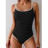 imageEomenie One Piece Swimsuit for Women Tummy Control Ruched Bathing Suit Push Up Slimming Swim Suit Double Straps SwimwearBlack and White