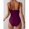 imageEomenie One Piece Swimsuit for Women Tummy Control Ruched Bathing Suit Push Up Slimming Swim Suit Double Straps SwimwearBurgundy