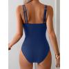 imageEomenie One Piece Swimsuit for Women Tummy Control Ruched Bathing Suit Push Up Slimming Swim Suit Double Straps SwimwearDark Blue