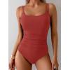 imageEomenie One Piece Swimsuit for Women Tummy Control Ruched Bathing Suit Push Up Slimming Swim Suit Double Straps SwimwearOrange