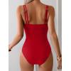 imageEomenie One Piece Swimsuit for Women Tummy Control Ruched Bathing Suit Push Up Slimming Swim Suit Double Straps SwimwearRed