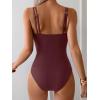 imageEomenie One Piece Swimsuit for Women Tummy Control Ruched Bathing Suit Push Up Slimming Swim Suit Double Straps SwimwearRed Brown