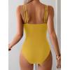 imageEomenie One Piece Swimsuit for Women Tummy Control Ruched Bathing Suit Push Up Slimming Swim Suit Double Straps SwimwearYellow