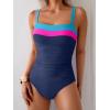 imageEomenie Womens One Piece Swimsuit Tummy Control Ruched Bathing Suit Full Coverage Slimming Swimwear Color Block Swim SuitBluepinkroyal Blue