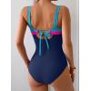 imageEomenie Womens One Piece Swimsuit Tummy Control Ruched Bathing Suit Full Coverage Slimming Swimwear Color Block Swim SuitBluepinkroyal Blue