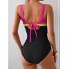 imageEomenie Womens One Piece Swimsuit Tummy Control Ruched Bathing Suit Full Coverage Slimming Swimwear Color Block Swim SuitHot Pinkgreenblack
