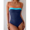 imageEomenie Womens One Piece Swimsuit Tummy Control Ruched Bathing Suit Full Coverage Slimming Swimwear Color Block Swim SuitOrangeblueroyal Blue