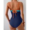 imageEomenie Womens One Piece Swimsuit Tummy Control Ruched Bathing Suit Full Coverage Slimming Swimwear Color Block Swim SuitOrangeblueroyal Blue