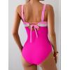 imageEomenie Womens One Piece Swimsuit Tummy Control Ruched Bathing Suit Full Coverage Slimming Swimwear Color Block Swim SuitPinkwhitehot Pink
