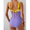 imageEomenie Womens One Piece Swimsuit Tummy Control Ruched Bathing Suit Full Coverage Slimming Swimwear Color Block Swim SuitYellowwhitepurple