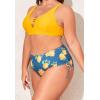 imageEomenie Womens Plus Size Two Piece Swimsuit Lace Up Bathing Suits V Neck Swimwear Drawstring Bikini SetYellow