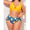 imageEomenie Womens Plus Size Two Piece Swimsuit Lace Up Bathing Suits V Neck Swimwear Drawstring Bikini SetYellow