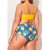 imageEomenie Womens Plus Size Two Piece Swimsuit Lace Up Bathing Suits V Neck Swimwear Drawstring Bikini SetYellow