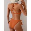 imageEomenie Bikini Set for Women Two Piece Swimsuits Knot Tie V Neck Cross Back Top Mid Rise Lace up Bathing Suit SwimwearDark Orange