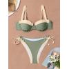 imageEomenie Bikini Set for Women Underwire Push Up Two Piece Bathing Suit Color Block Swimsuit SwimwearArmy Green Beige