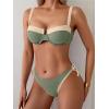 imageEomenie Bikini Set for Women Underwire Push Up Two Piece Bathing Suit Color Block Swimsuit SwimwearArmy Green Beige