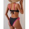imageEomenie Bikini Set for Women Underwire Push Up Two Piece Bathing Suit Color Block Swimsuit SwimwearBlack Hot Pink Ribbed