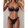 imageEomenie Bikini Set for Women Underwire Push Up Two Piece Bathing Suit Color Block Swimsuit SwimwearBlack Leopard